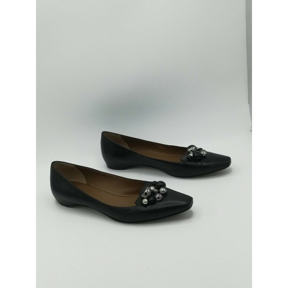 Aquatalia Black Ballet Flats With Jewels